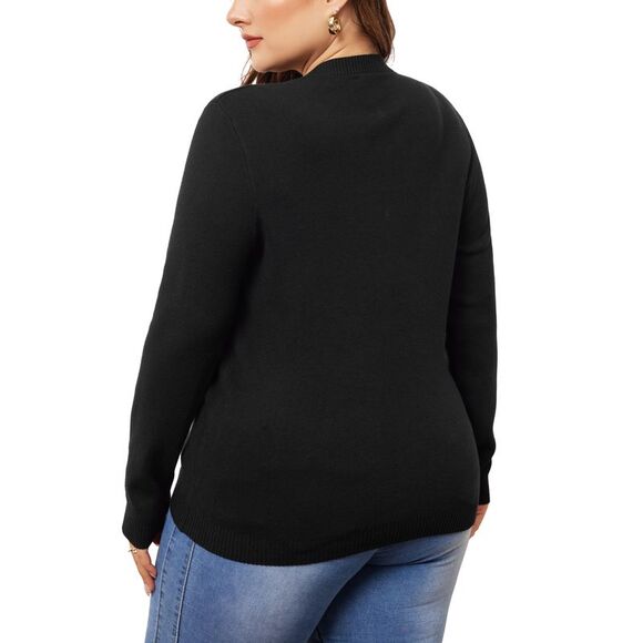 Plus Size Crewneck Shirts Fall Casual Basic Tee Tops Black - Picture 4 of 7